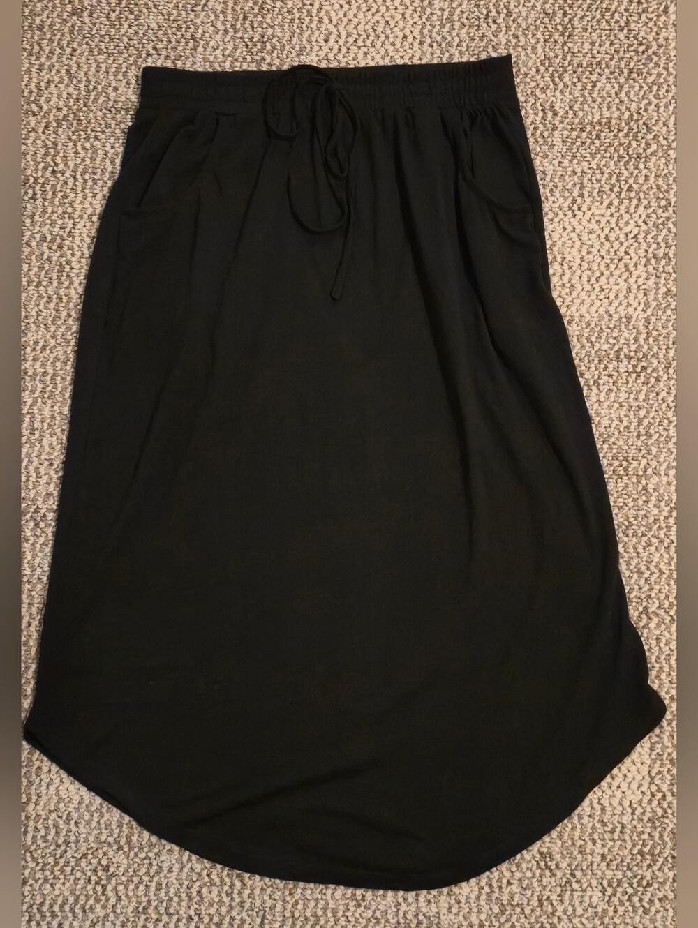 SHEIN Black High-Low Drawstring Midi Skirt